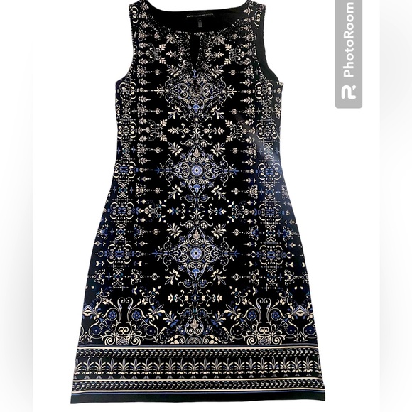 White House Black Market Dresses & Skirts - White House Black Market Black and Blue Patterned Dress
